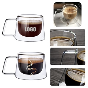 7 oz Double Wall Clear Glass Coffee Mug